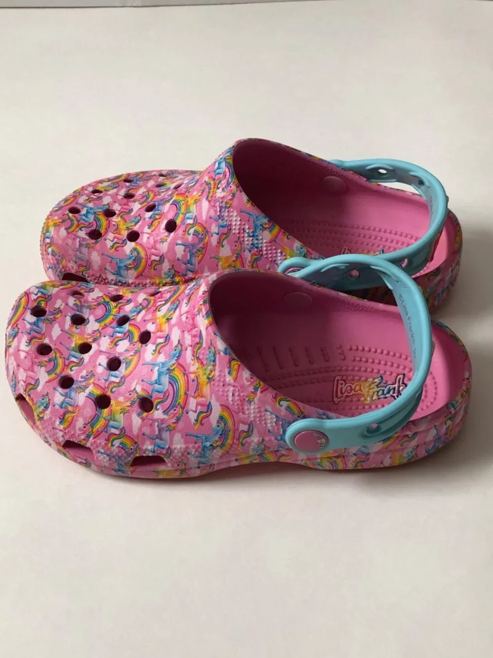 CROCS Lisa Frank Classic Clogs Kids Girls Size 4 Unicorn Rainbows